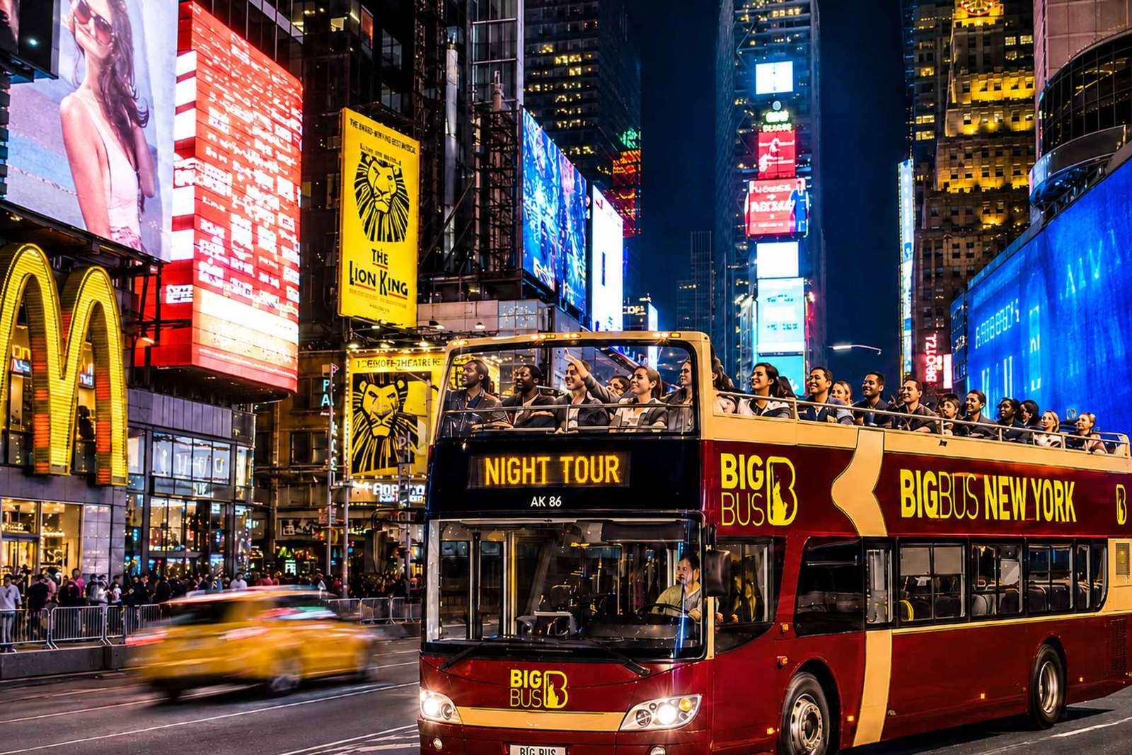 NYC: excursão noturna turística em ônibus aberto com guia ao vivo